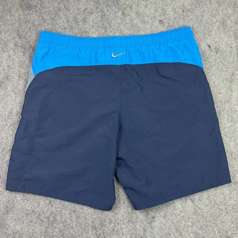 Men's Vintage Y2K Nike Board Shorts Swim Trunks Blue Navy Grey Size Large